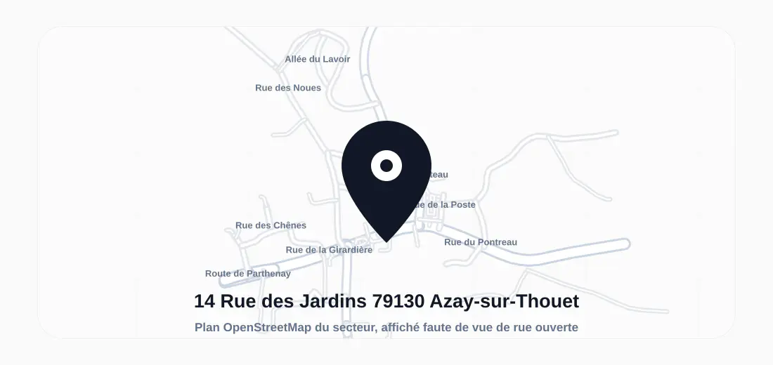 Plan du secteur de 14 Rue des Jardins, 79130 Azay-sur-Thouet