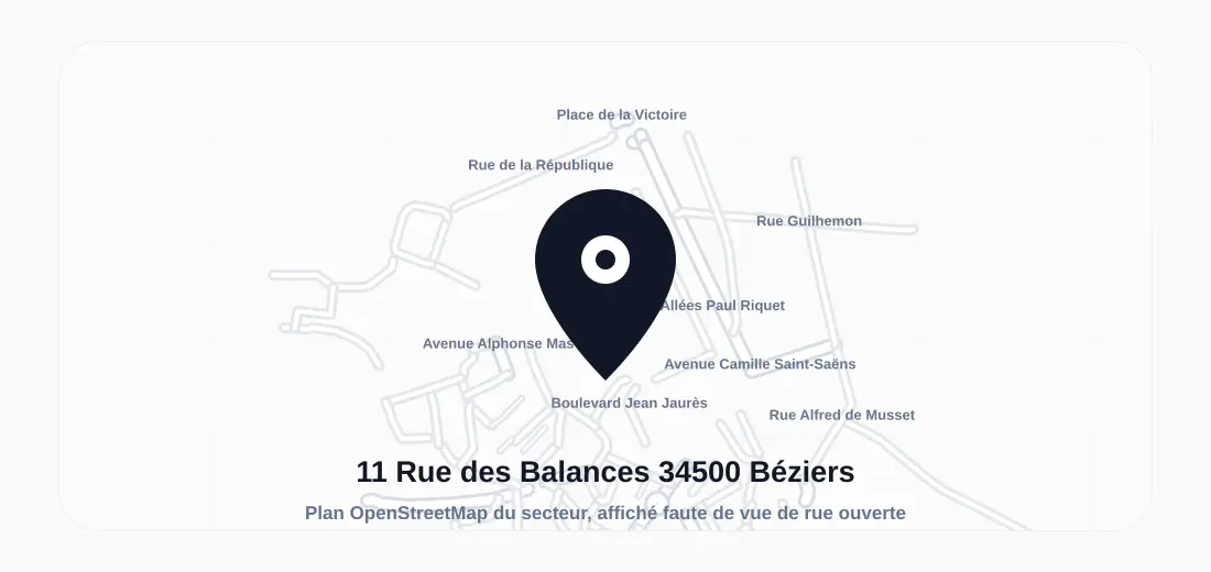 Plan du secteur de 11 Rue des Balances, 34500 Béziers