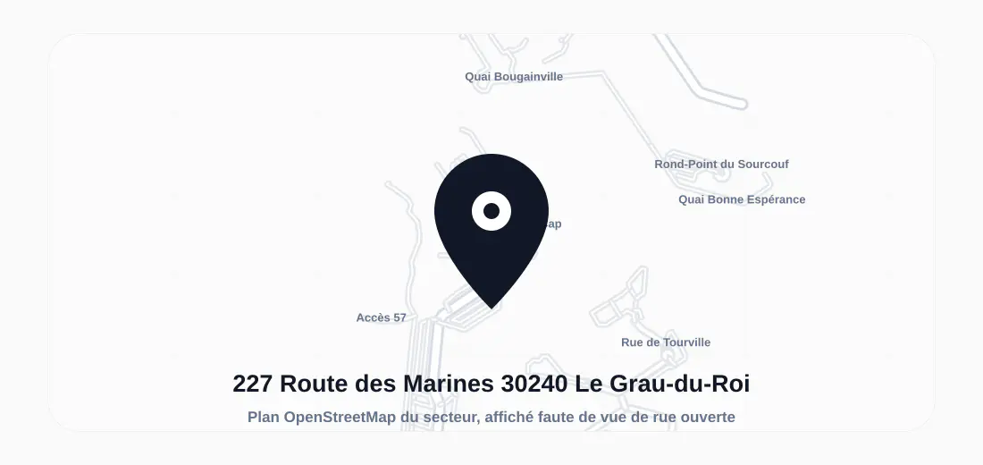 Plan du secteur de 227 Route des Marines, 30240 Le Grau-du-Roi