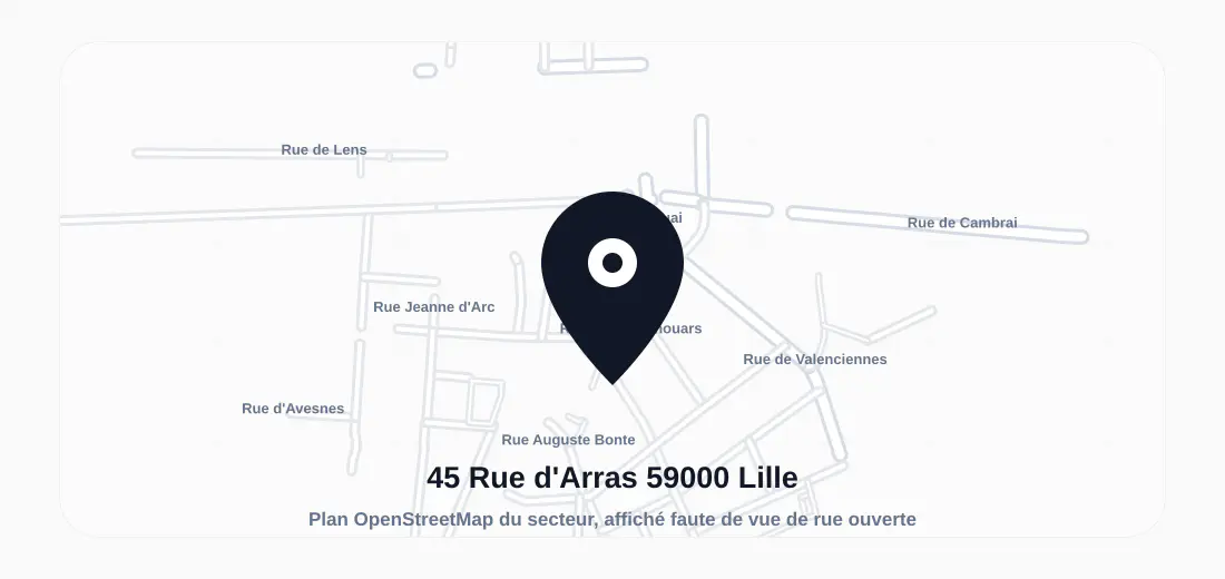 Plan du secteur de 45 Rue d'Arras 59000 Lille