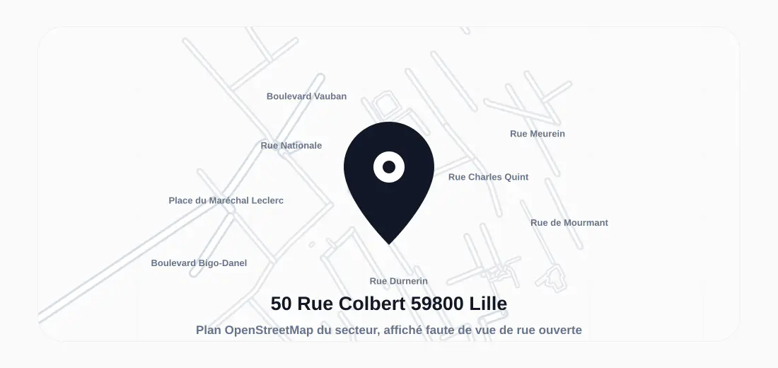 Plan du secteur de 50 Rue Colbert 59800 Lille