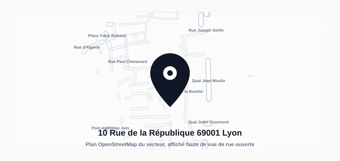 Vue du bâtiment ou de la rue de 10 Rue de la République 69001 Lyon