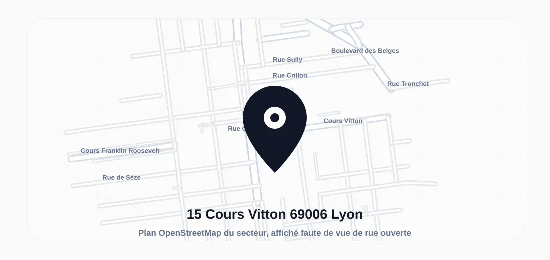 Vue du bâtiment ou de la rue de 15 Cours Vitton 69006 Lyon