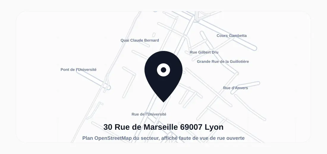 Vue du bâtiment ou de la rue de 30 Rue de Marseille 69007 Lyon
