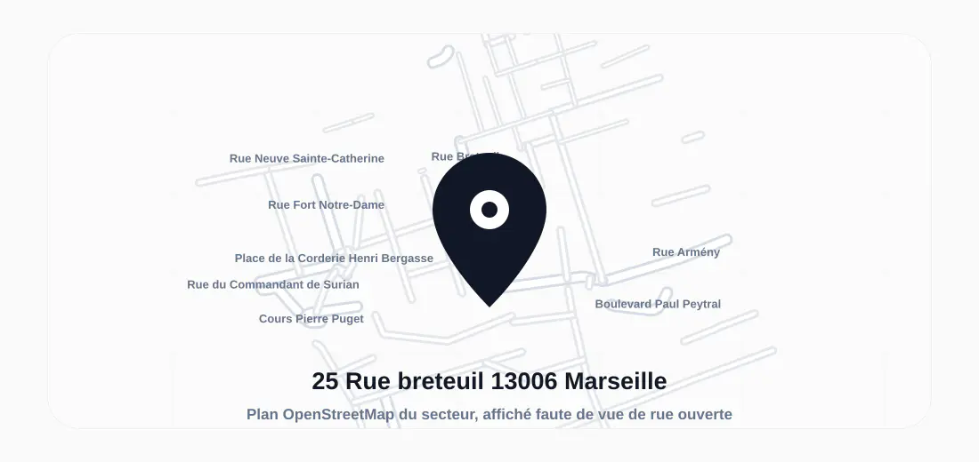 Plan du secteur de 25 Rue breteuil 13006 Marseille