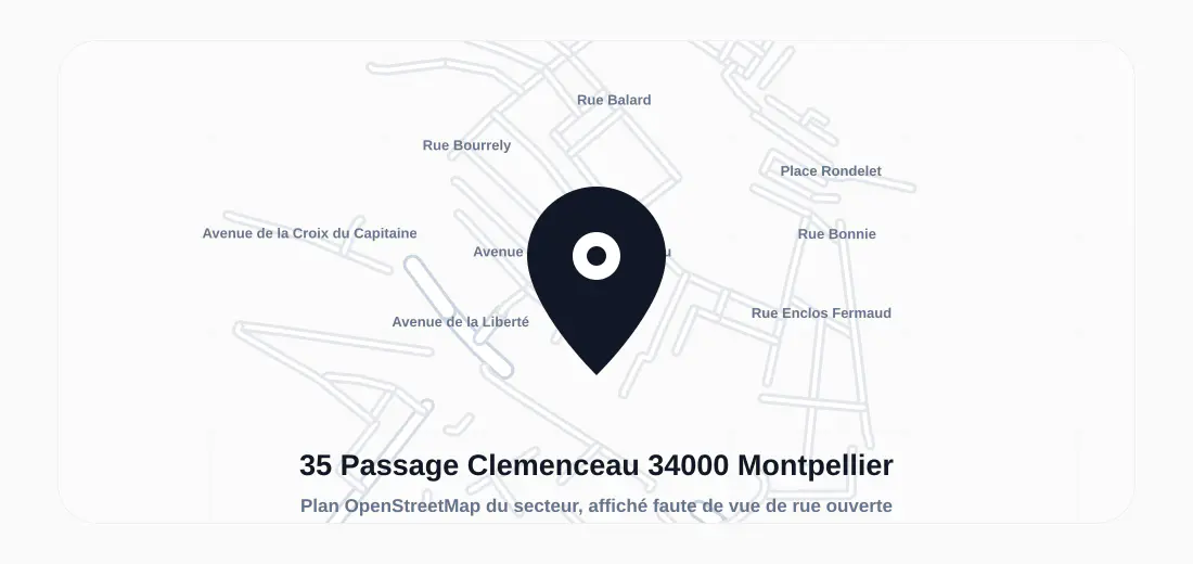 Plan du secteur de 35 Passage Clemenceau, 34000 Montpellier