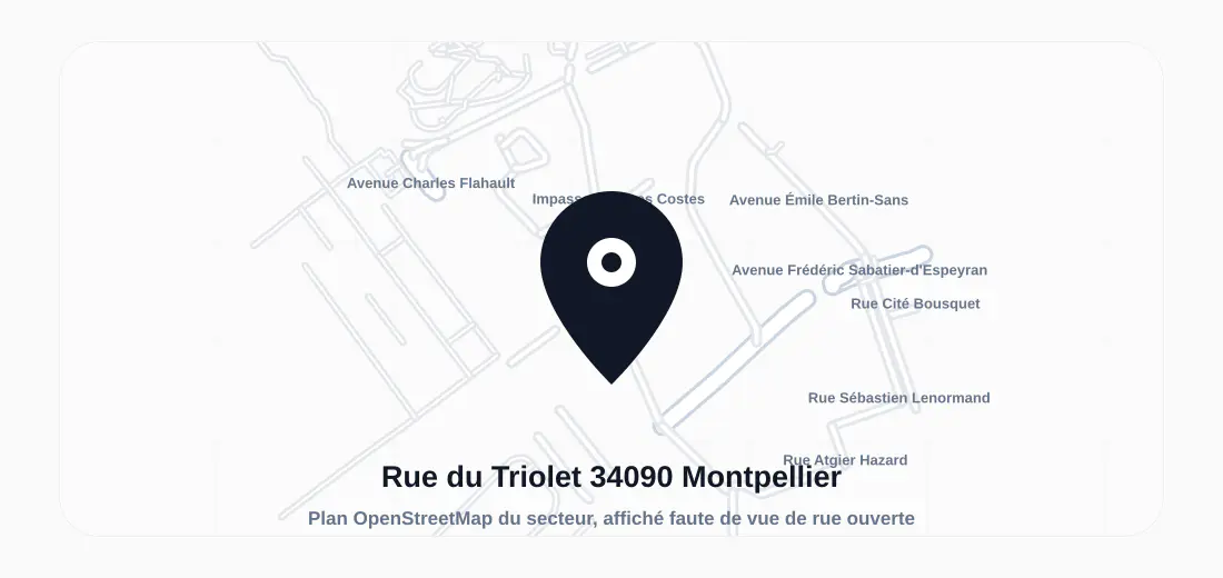 Vue du bâtiment ou de la rue de 216 Rue du Triolet, 34090 Montpellier