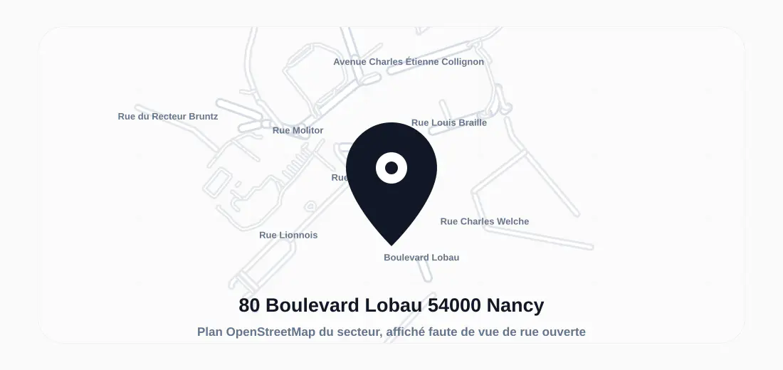 Plan du secteur de 80 Boulevard Lobau 54000 Nancy