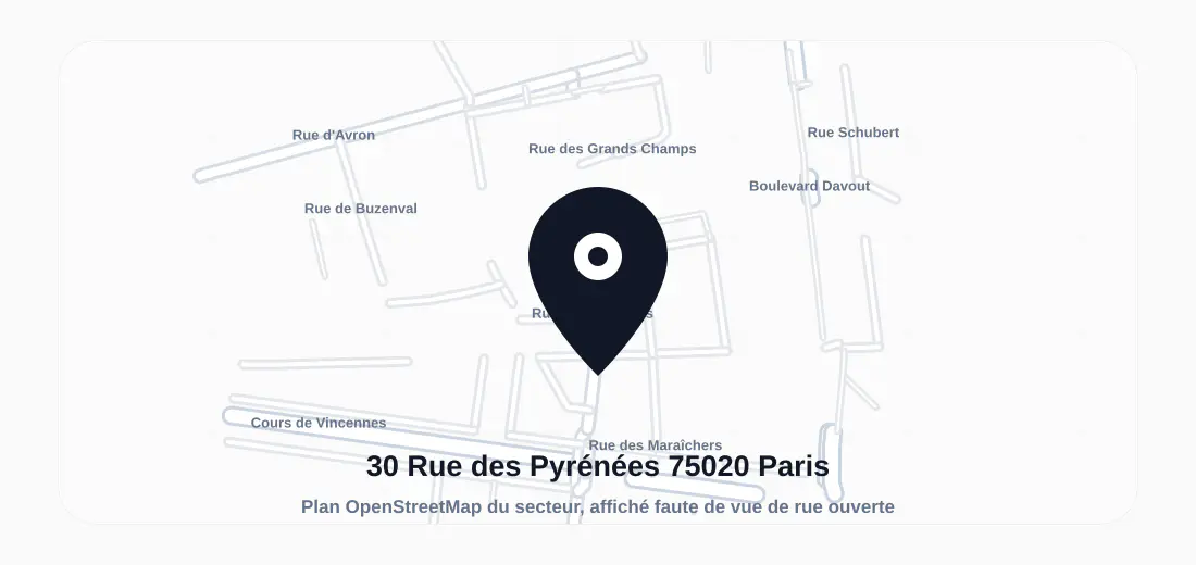 Plan du secteur de 30 Rue des Pyrénées 75020 Paris