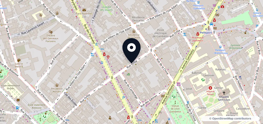 Aperçu de l’adresse de 55 Rue Orfila 75020 Paris