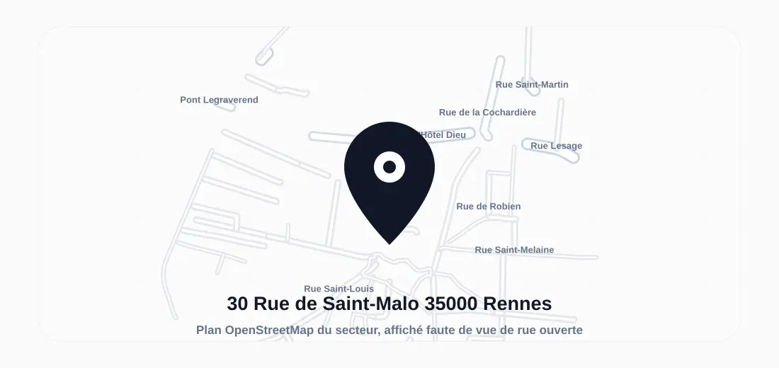 Plan du secteur de 30 Rue de Saint-Malo 35000 Rennes