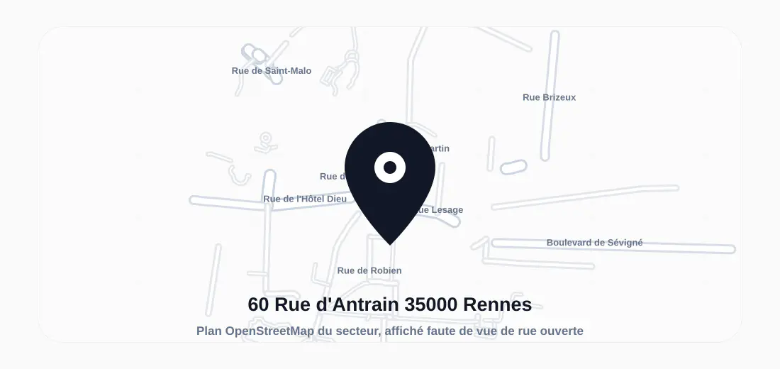 Plan du secteur de 60 Rue d'Antrain 35000 Rennes