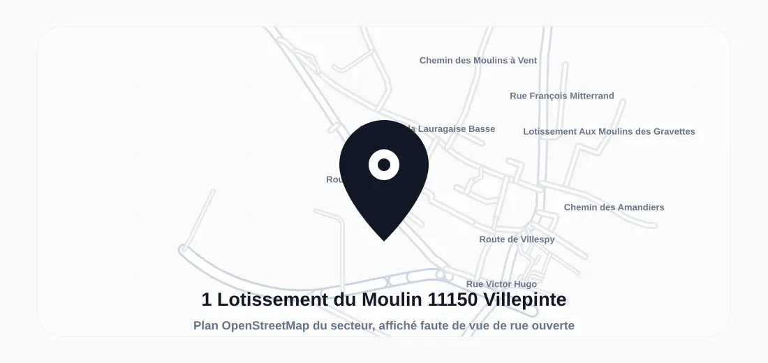 Plan du secteur de 1 Lotissement du Moulin, 11150 Villepinte